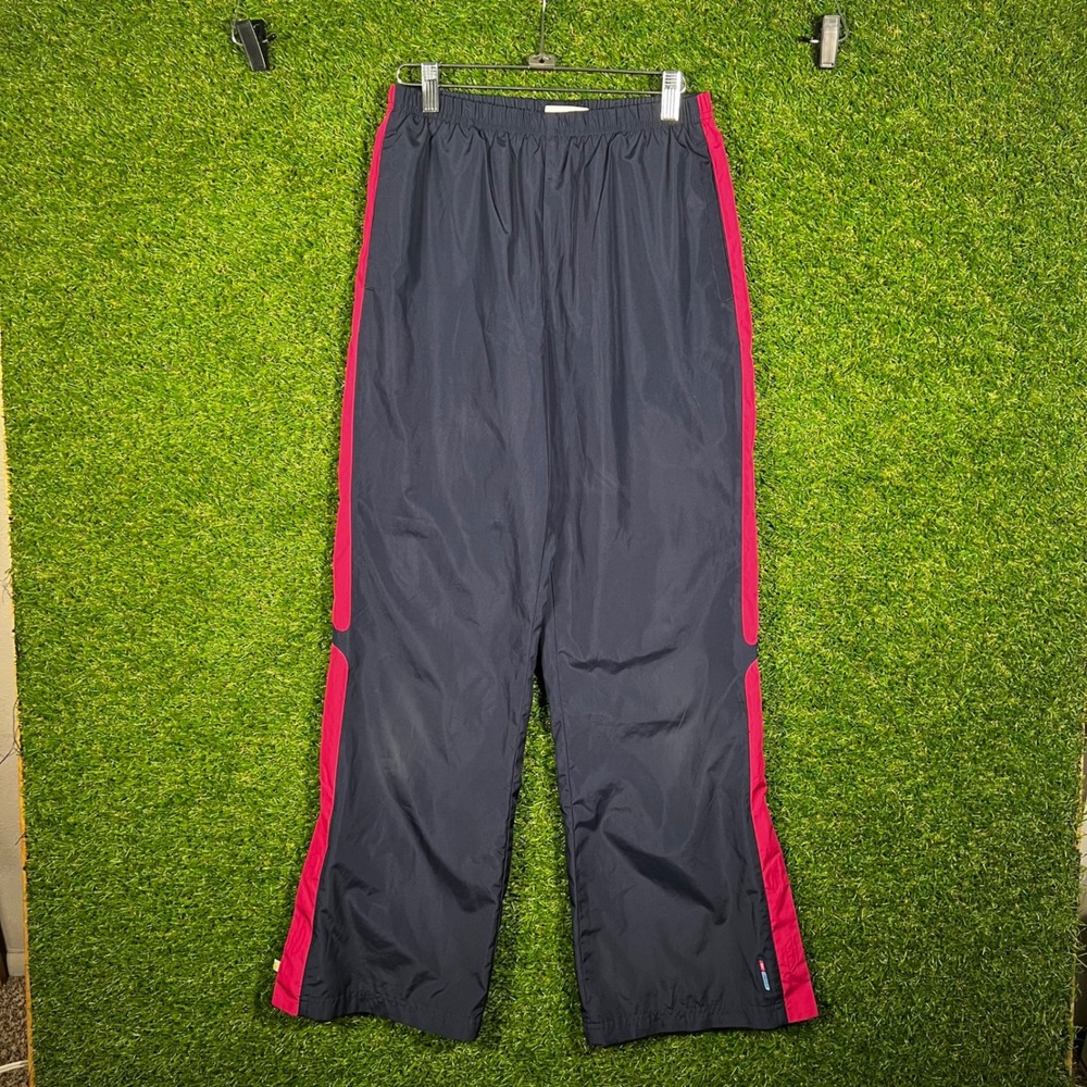 Reebok Vintage Navy Blue Magenta Pink Mesh Lined Track Pants Windbreaker Small